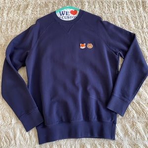 Maison Kitsune x Line Friends collaboration. Small patch sweatshirt. Navy.